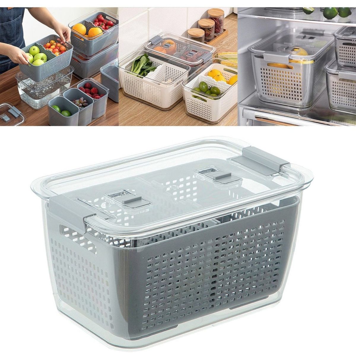 U BUY - Tapa De Contenedores De Frutas Y Verduras Frescas Gris