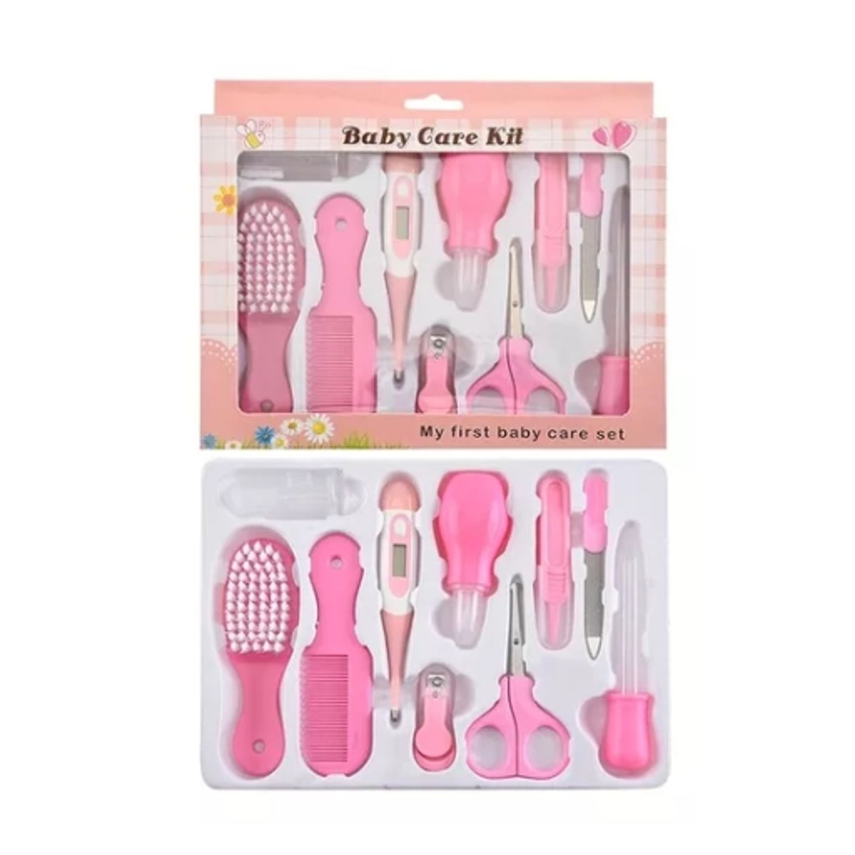 GENERICO - Kit De Cuidados Y Aseo Personal ROSA Para Bebes 10 Pzas