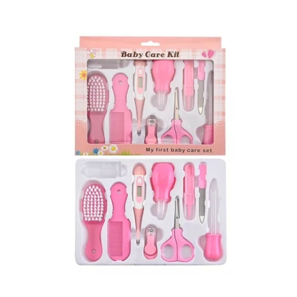 GENERICO - Kit De Cuidados Y Aseo Personal ROSA Para Bebes 10 Pzas