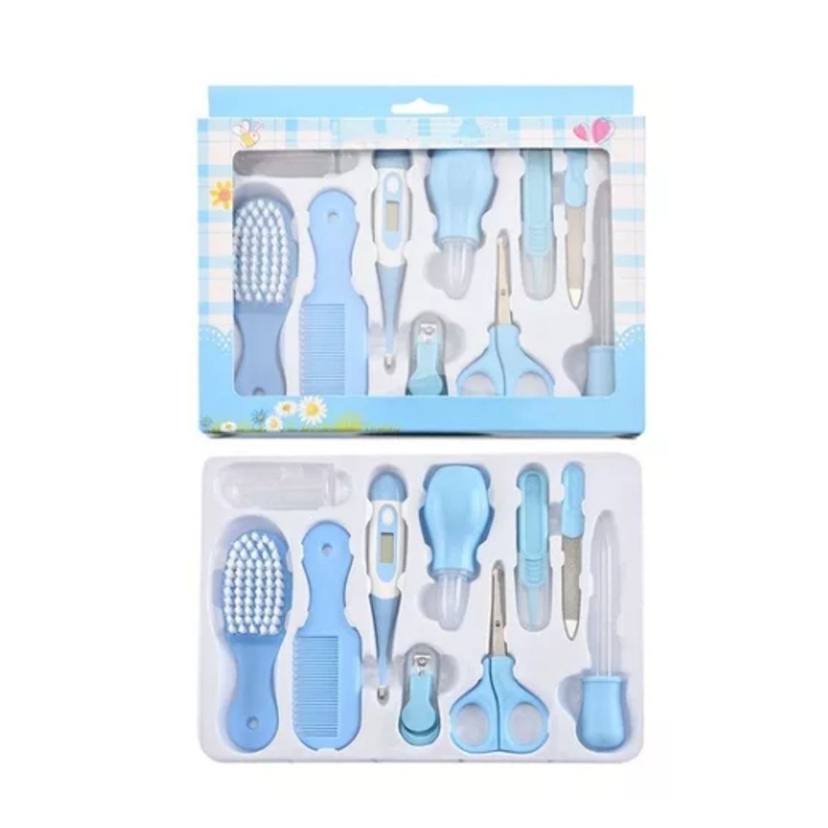 GENERICO - Kit De Cuidados Y Aseo Personal AZUL Para Bebes 10 Pzas