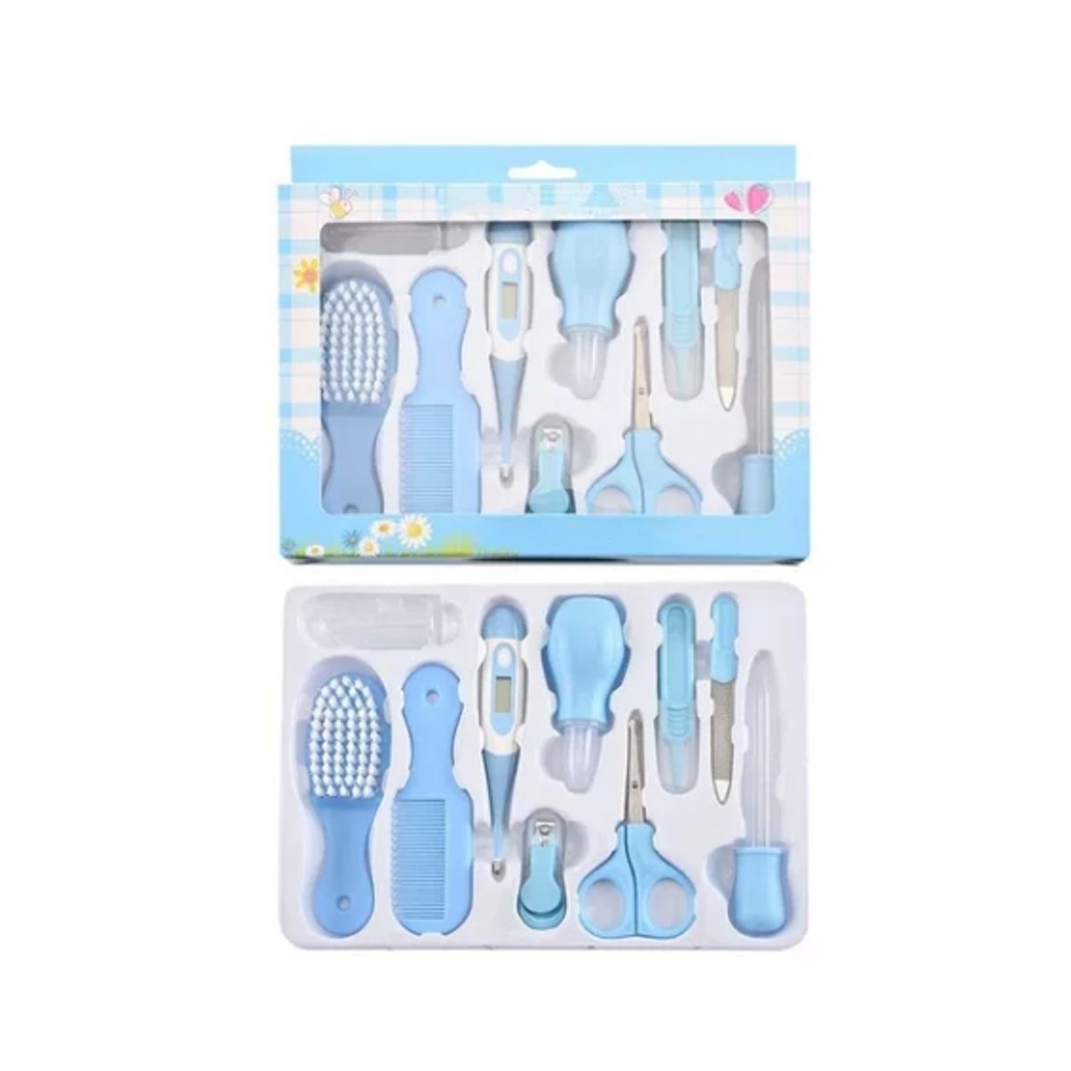 GENERICO - Kit De Cuidados Y Aseo Personal AZUL Para Bebes 10 Pzas