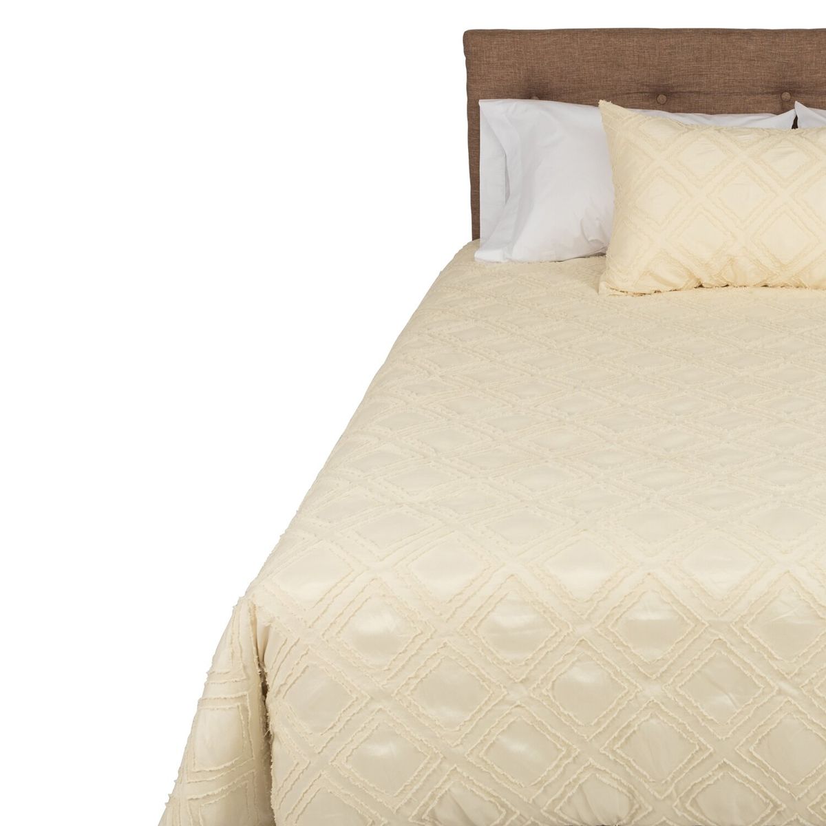CITADELLE - Funda de plumón Orleans Beige rombos flequillo, 1,5 Plazas