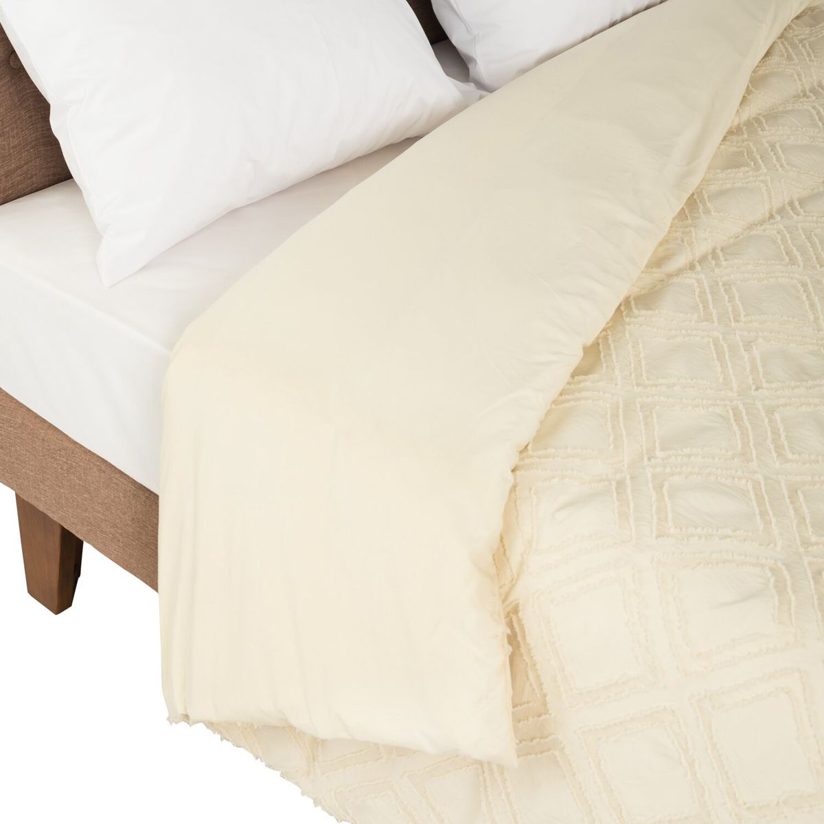 CITADELLE - Funda de plumón Orleans Beige rombos flequillo, 1,5 Plazas