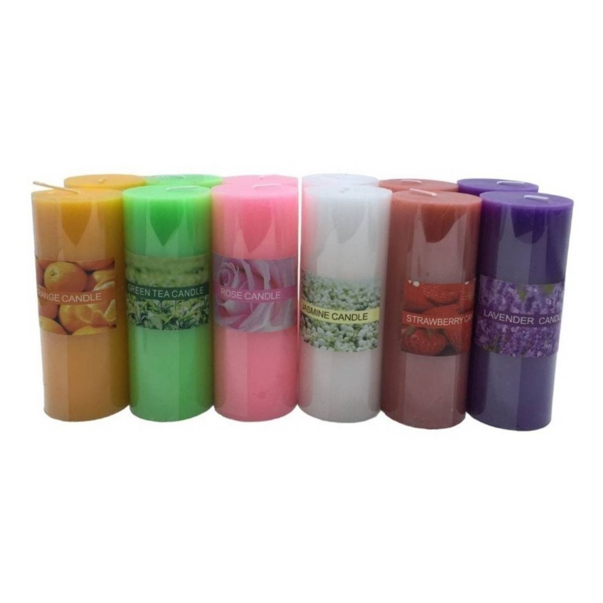 U BUY - 12 Velas Aromáticas Cilindrica Jasmine 13 Cm