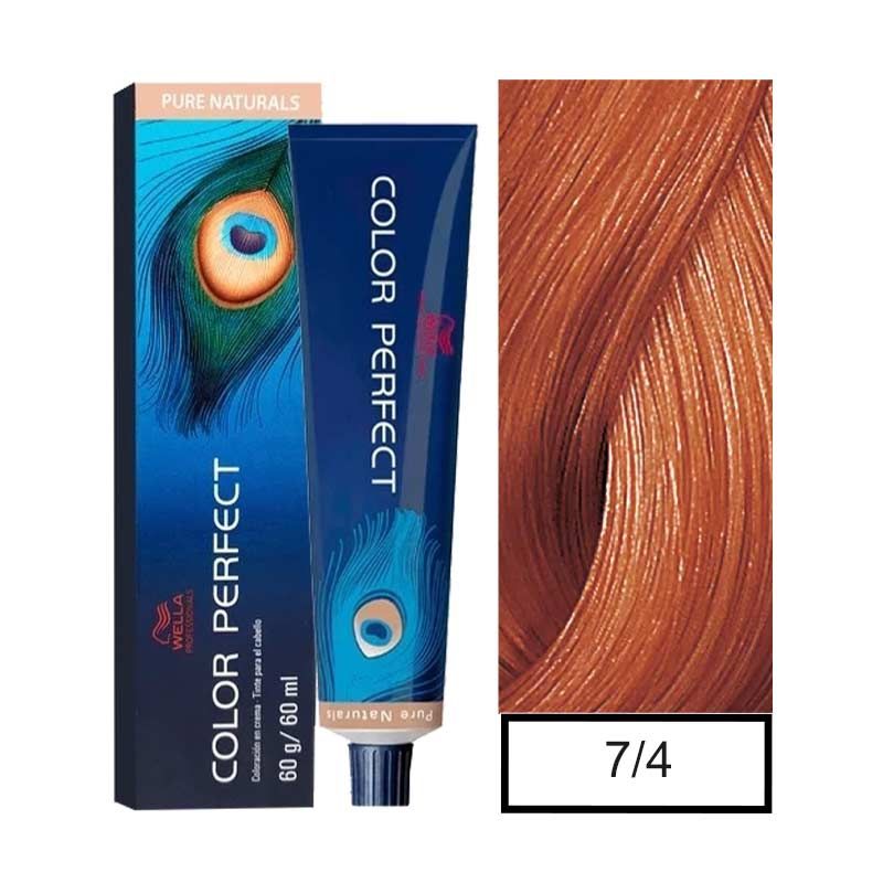 WELLA - Tintura Permanente Wella 7/4 Color Perfect 60Gr  Mas oxidante.-