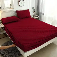 GENERICO - Cubrecolchon Impermeable Burdeo 1.5 Plaza + Funda Para Almohada