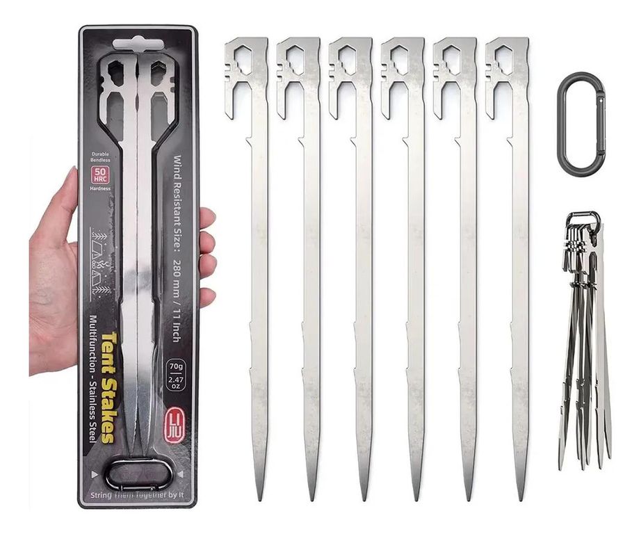 Set De 6 Estacas Multifuncionales Para Carpa Camping Y Mas