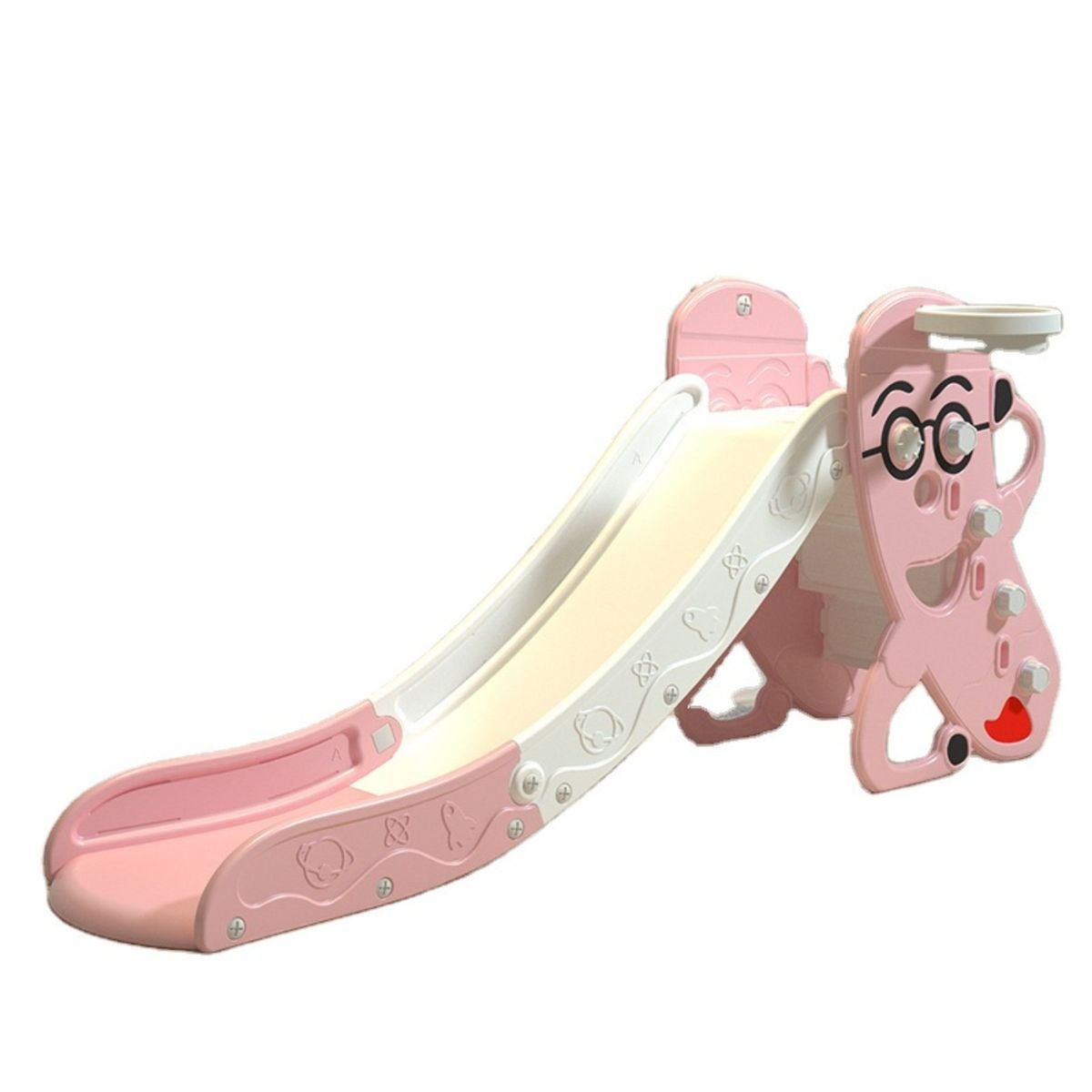 MUNDINFANS - Resbalin Tobogán Con Aro Basket Y Pelota Rosado 175cm x 80cm