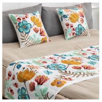 Set Piecera 210X70 + 2 Fundas Bordadas Turquesa Mostaza King 2 Pzas.