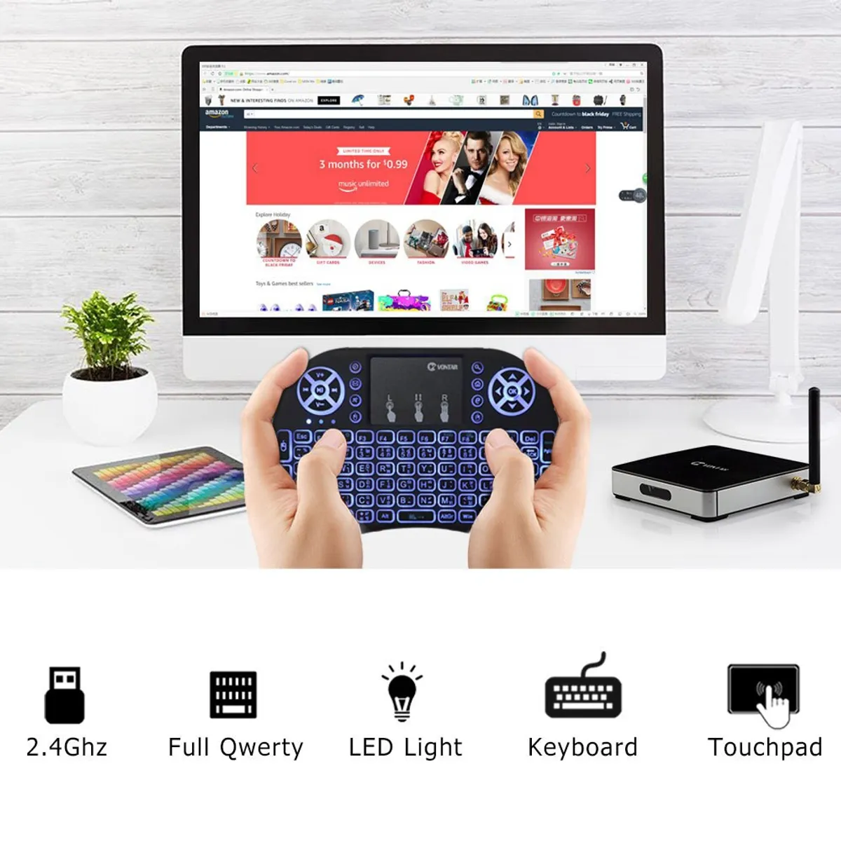 GENERICO - Mini Teclado Inalambrico Smart Tv Box Pc Control Tv Usb