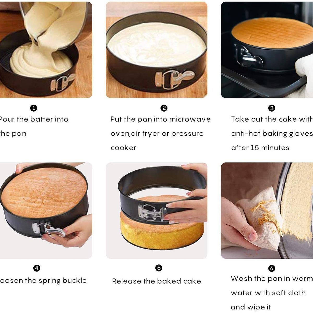 GENERICO - 3 Moldes Redondos Repostería Queques Tortas Antiadherente