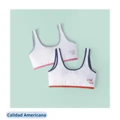 JUMP KIDS - Pack de 2 Sostenes Juvenil Algodón Spandex Top Tri