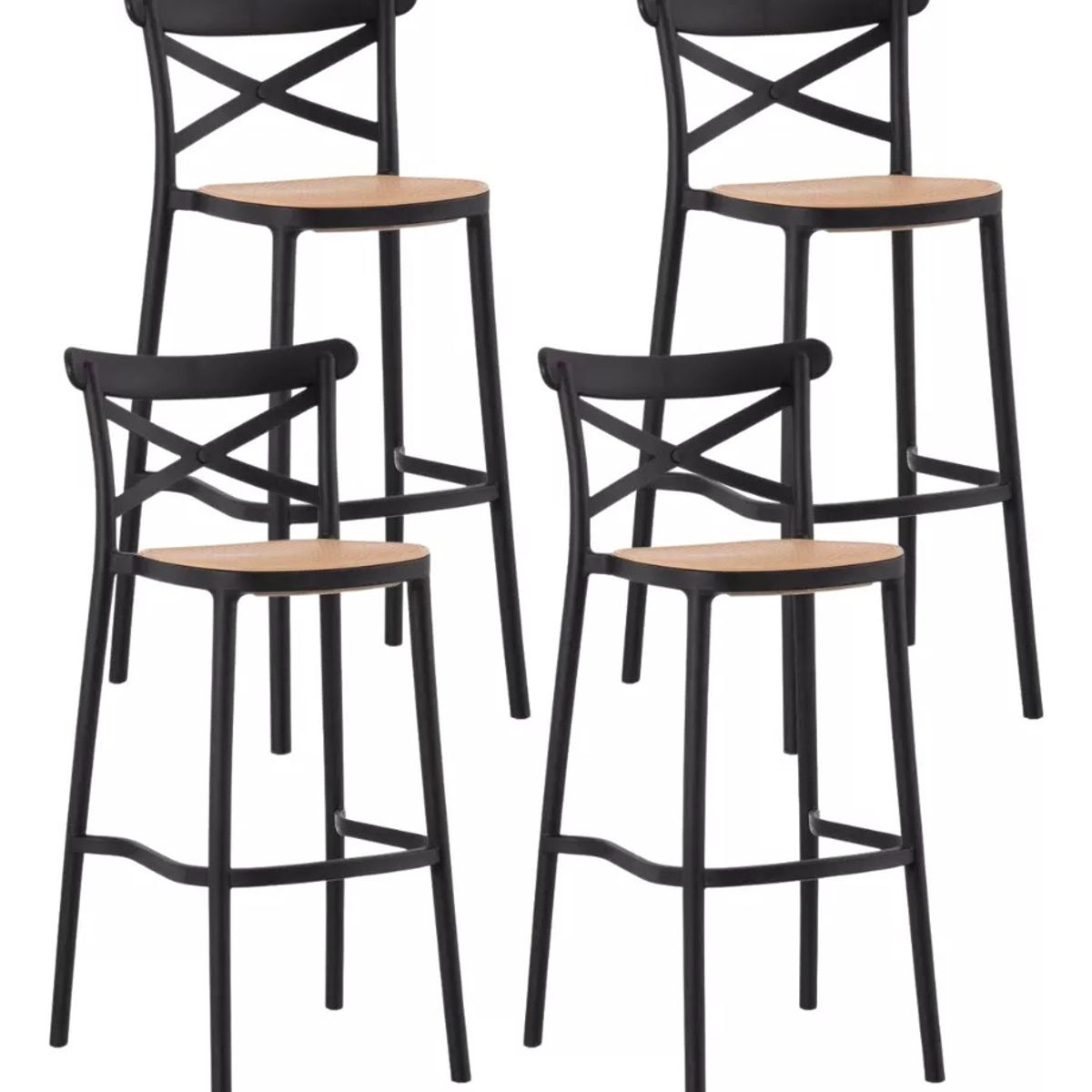 CORI CORI - Pack 4 Taburete Danubio Negro 65cm