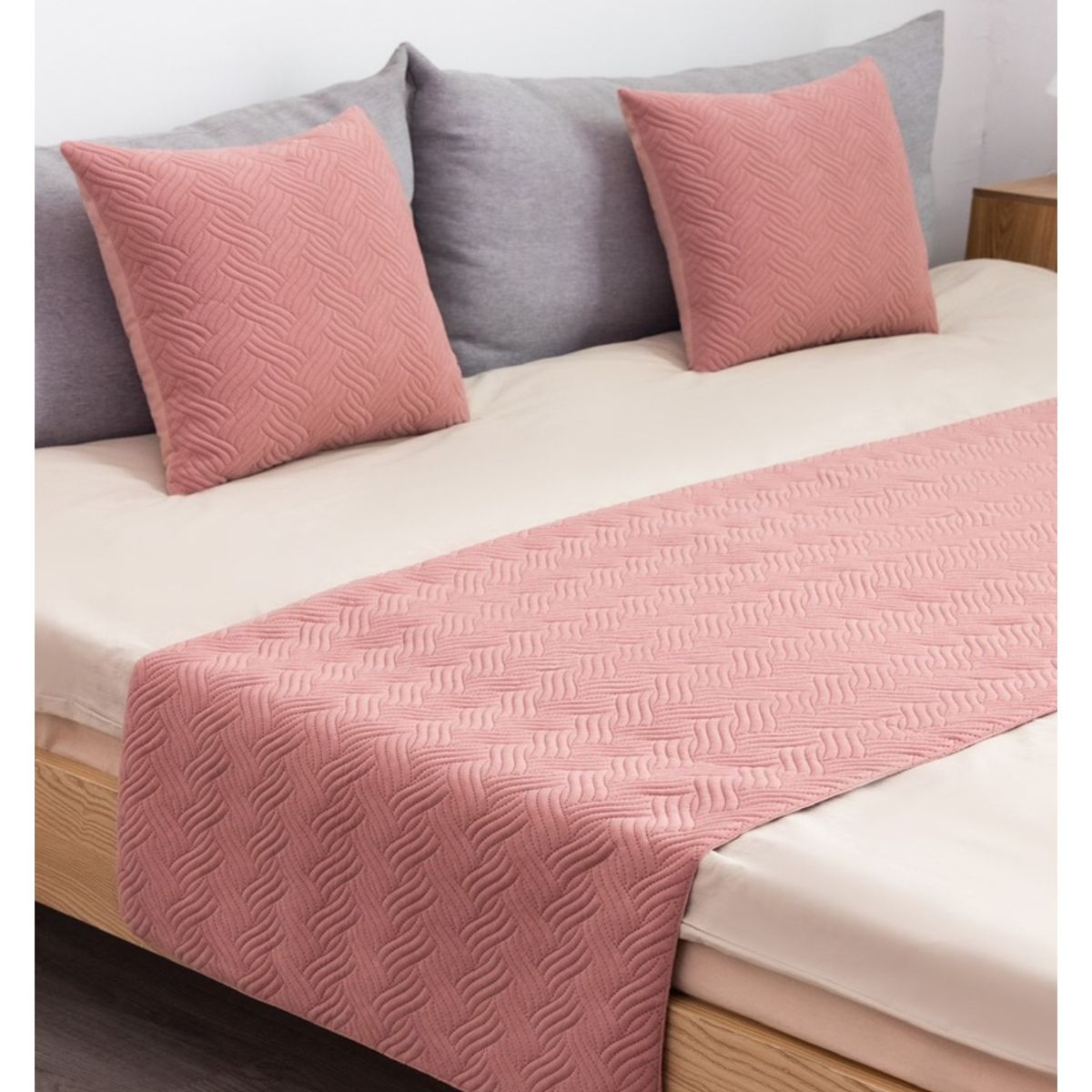 COMPRAPO - Set Piecera Plush + 2 Fundas Rosa 210x70, King o 2Pzas.