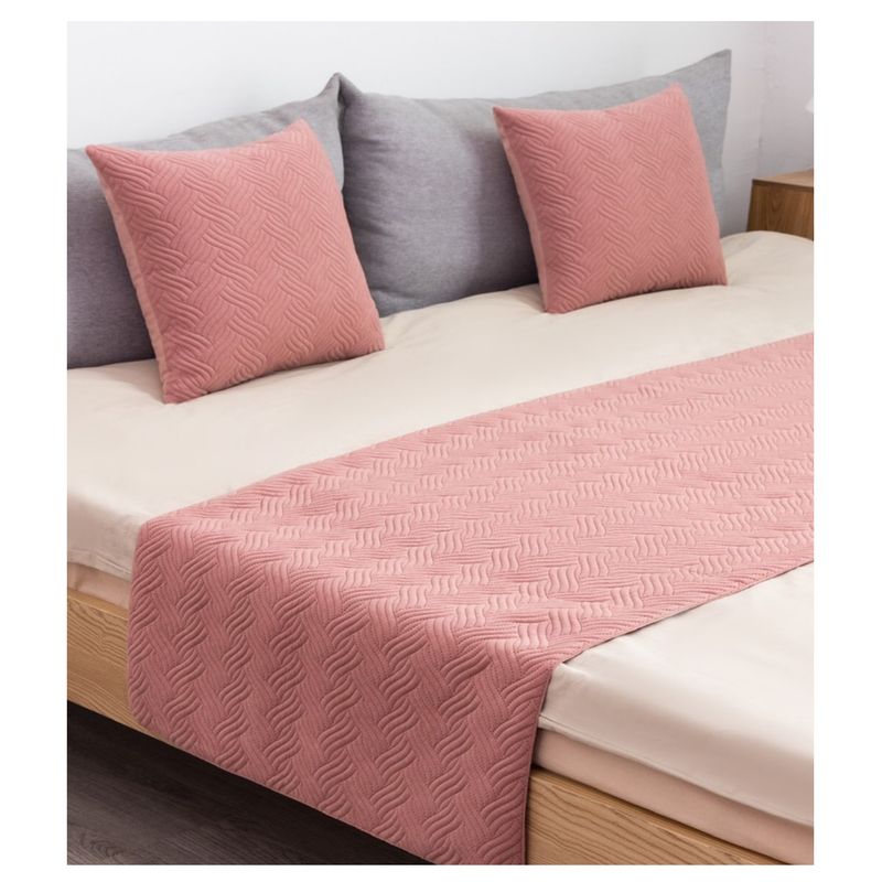 COMPRAPO - Set Piecera Plush + 2 Fundas Rosa 210x70, King o 2Pzas.