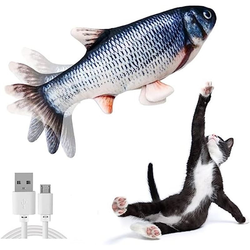 GENERICO - Pez De Peluche Con Movimiento Para Gatos pez plateado