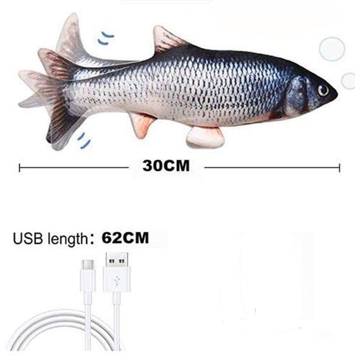 GENERICO - Pez De Peluche Con Movimiento Para Gatos pez plateado