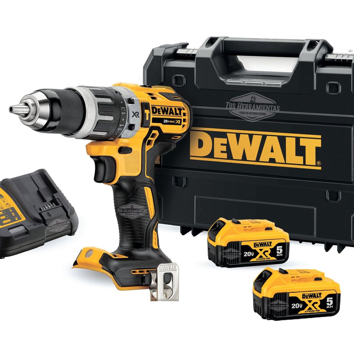 DEWALT - Taladro Percutor 20v S/carbones + 2 Bat 5ah Dewalt Dcd796p2
