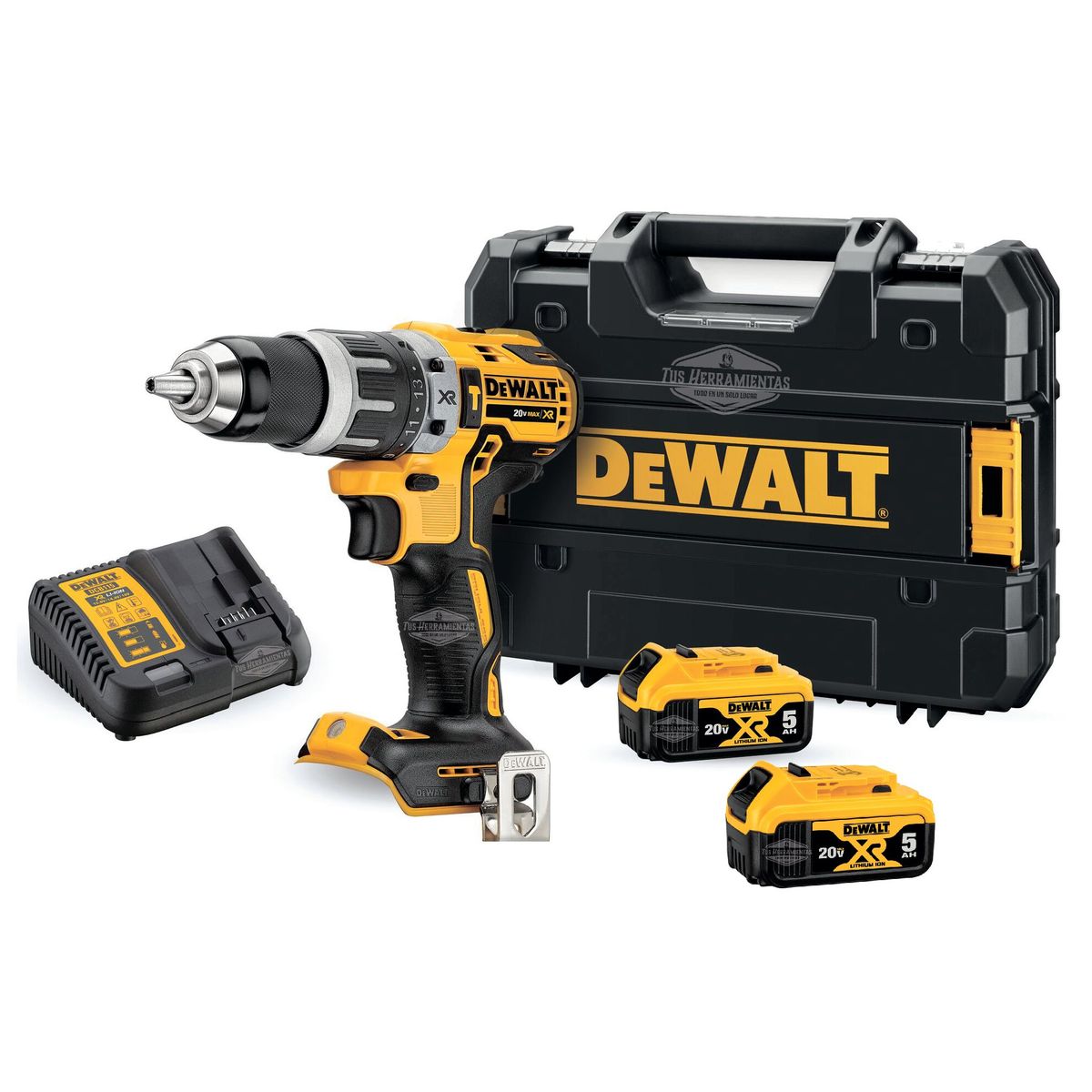 DEWALT - Taladro Percutor 20v S/carbones + 2 Bat 5ah Dewalt Dcd796p2