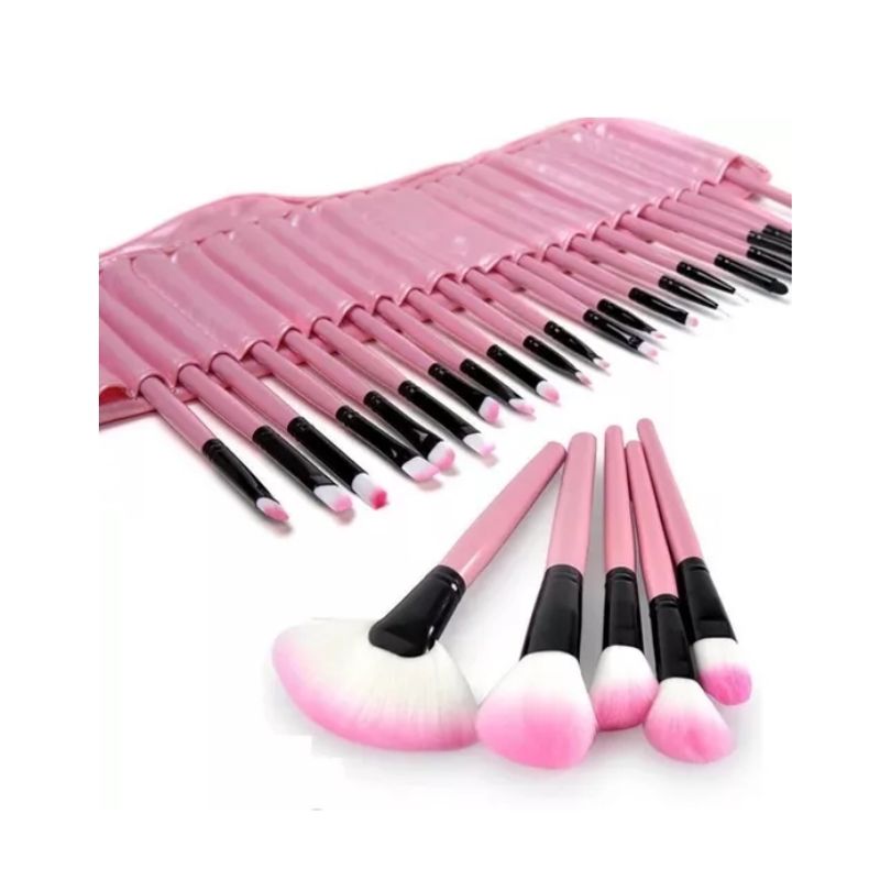 GENERICO - Set 32 Brochas De Maquillaje Rosa Profesional