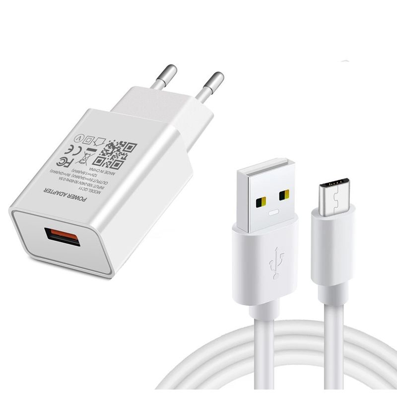 TECMASTER - Cargador Micro USB Quick Charge 3.0 18W 3A SEC + Cable U206Q - Negro