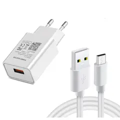 TECMASTER - Cargador Micro USB Quick Charge 3.0 18W 3A SEC + Cable U206Q - Negro
