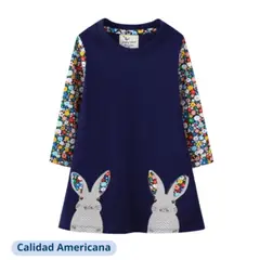 JUMP KIDS - Vestido Manga Larga Niña Conejos Flores
