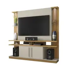 HOGA - Centro de Entretenimiento Rack Tv 60 York Canela Blanco Invierno