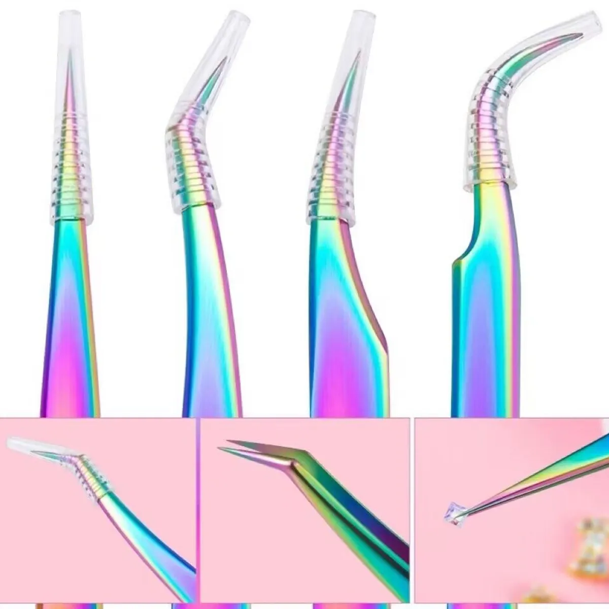 GENERICO - Set De 4 Pinzas Para Extensión De Pestaña Tornasol