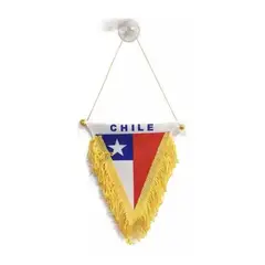EKOL TACTICA MILITAR - Bandera De Chile Con Flecos Para Auto Fiestas Patrias x1