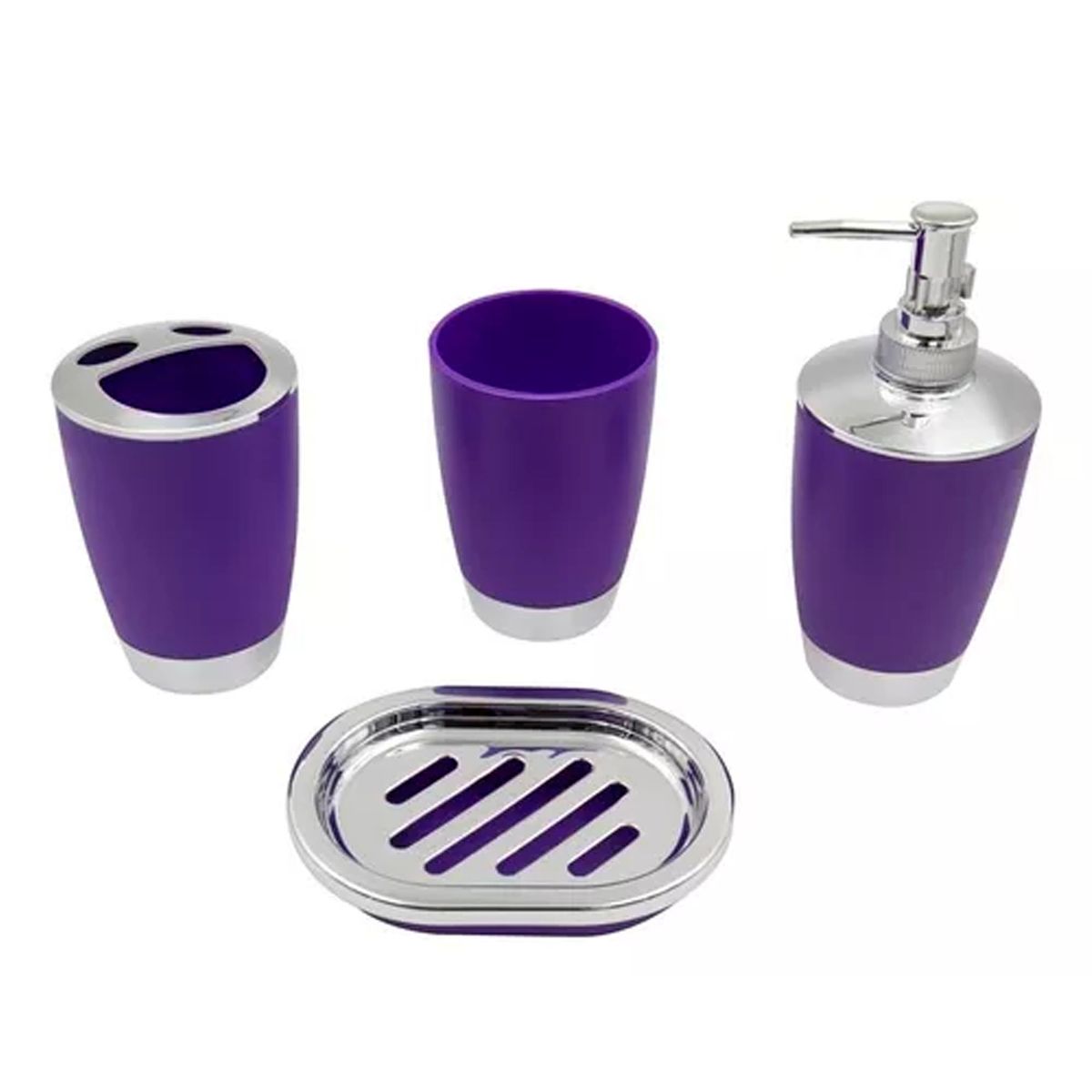 OFERTABKN - Set Accesorios De Baño 4pzs Porta cepillos Jabonera Morado