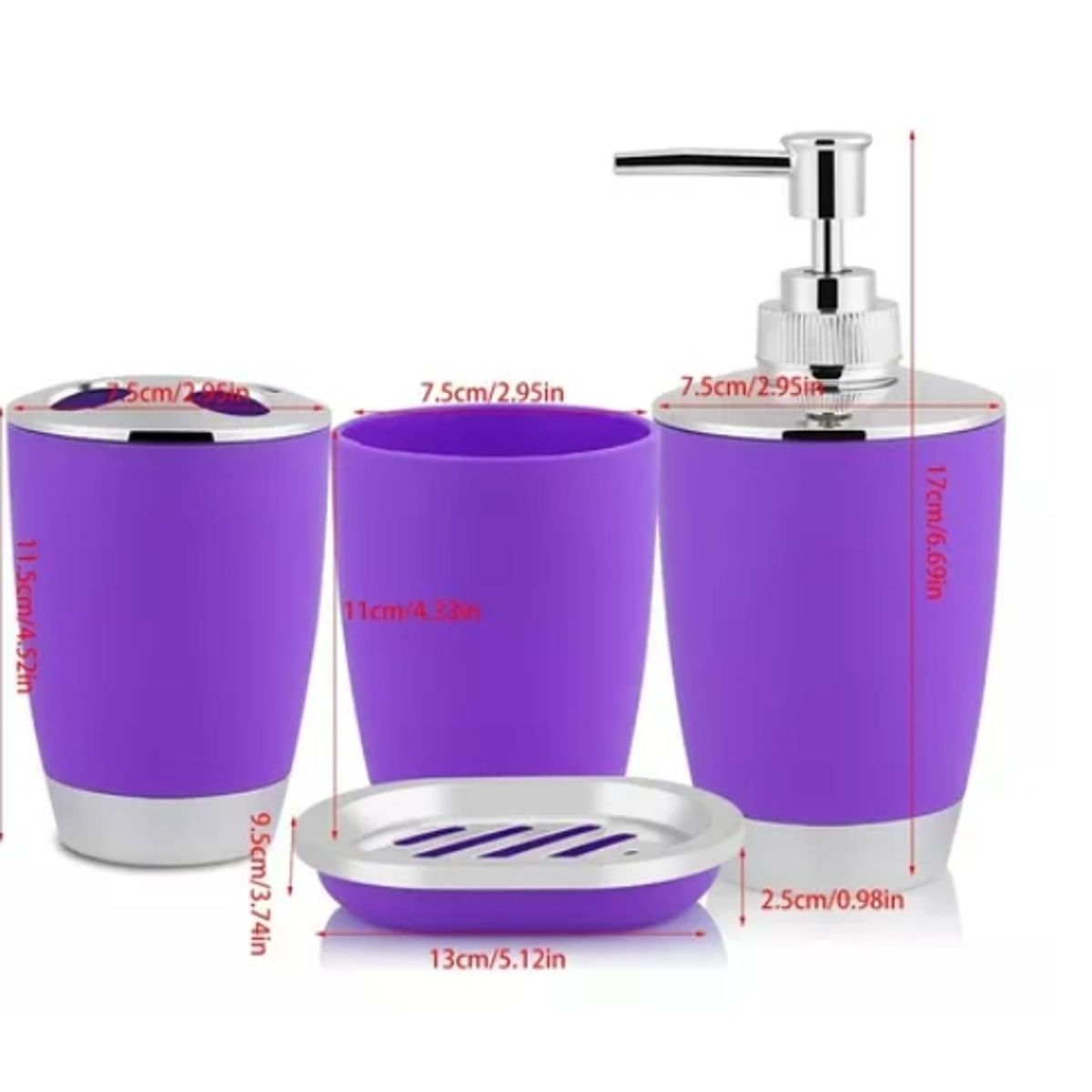 OFERTABKN - Set Accesorios De Baño 4pzs Porta cepillos Jabonera Morado
