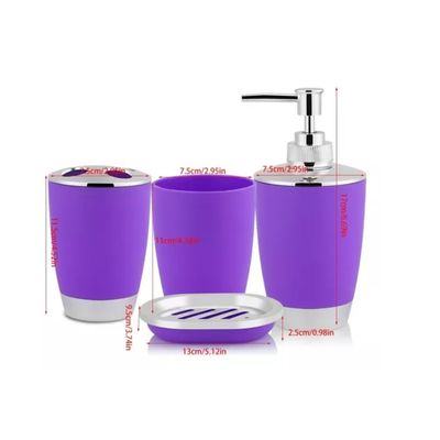 Imagen 2 del producto Set Accesorios De Baño 4pzs Porta cepillos Jabonera Morado