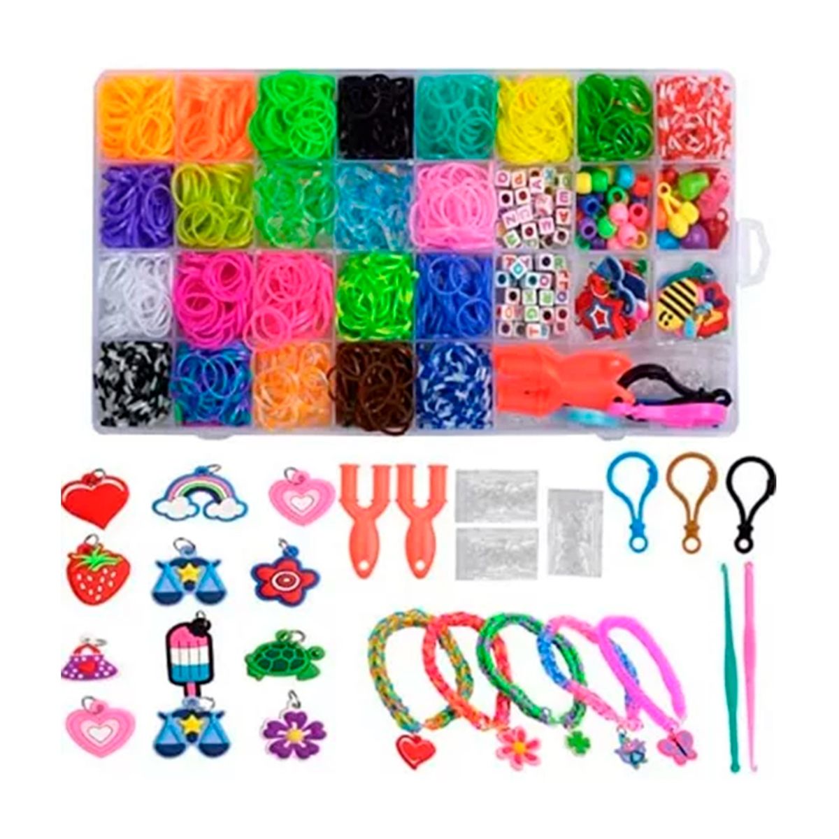 GENERICO - Kit Para Hacer Pulseras De Elástico 23 Colores