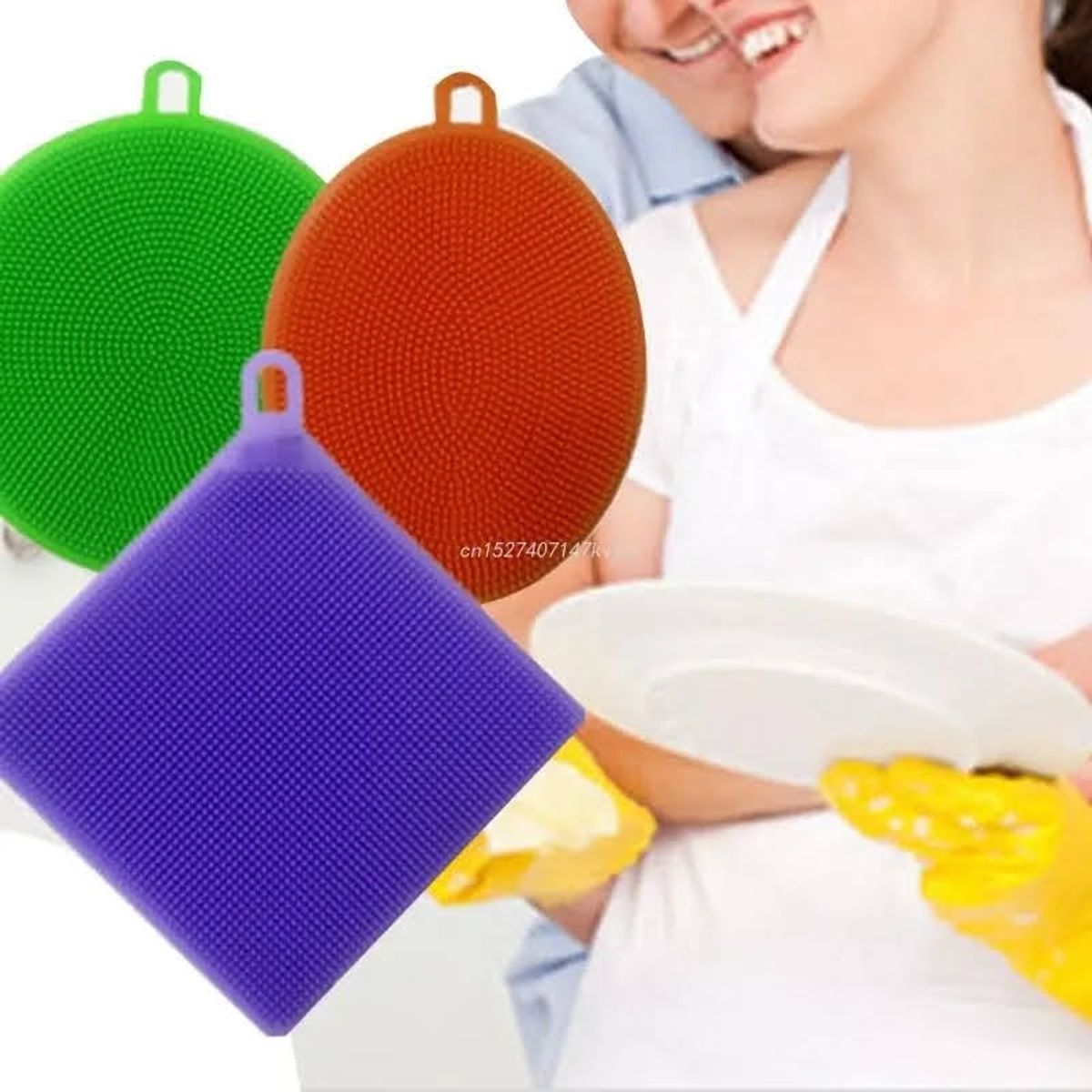 GENERICO - Pack X3 Esponja Silicona Multiusos Alta Resistencia Lavaloza