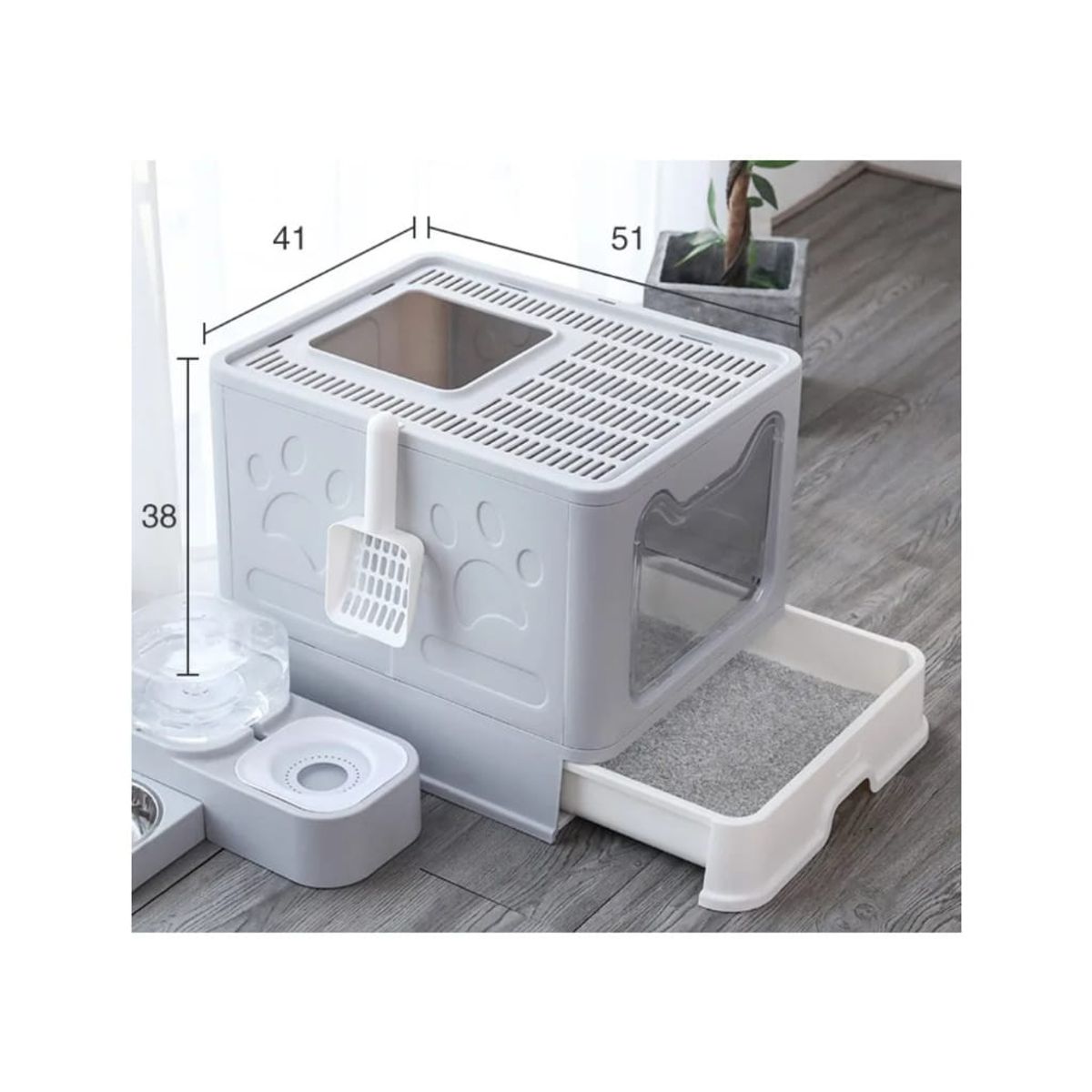 GENERICO - Areneros Para Gatos Bandeja Cuadrada Cerrada.