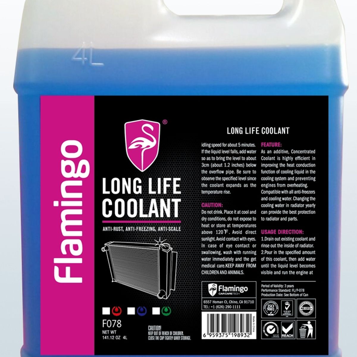 FLAMINGOS - Coolant Rojo 4 Litros Flamingochile