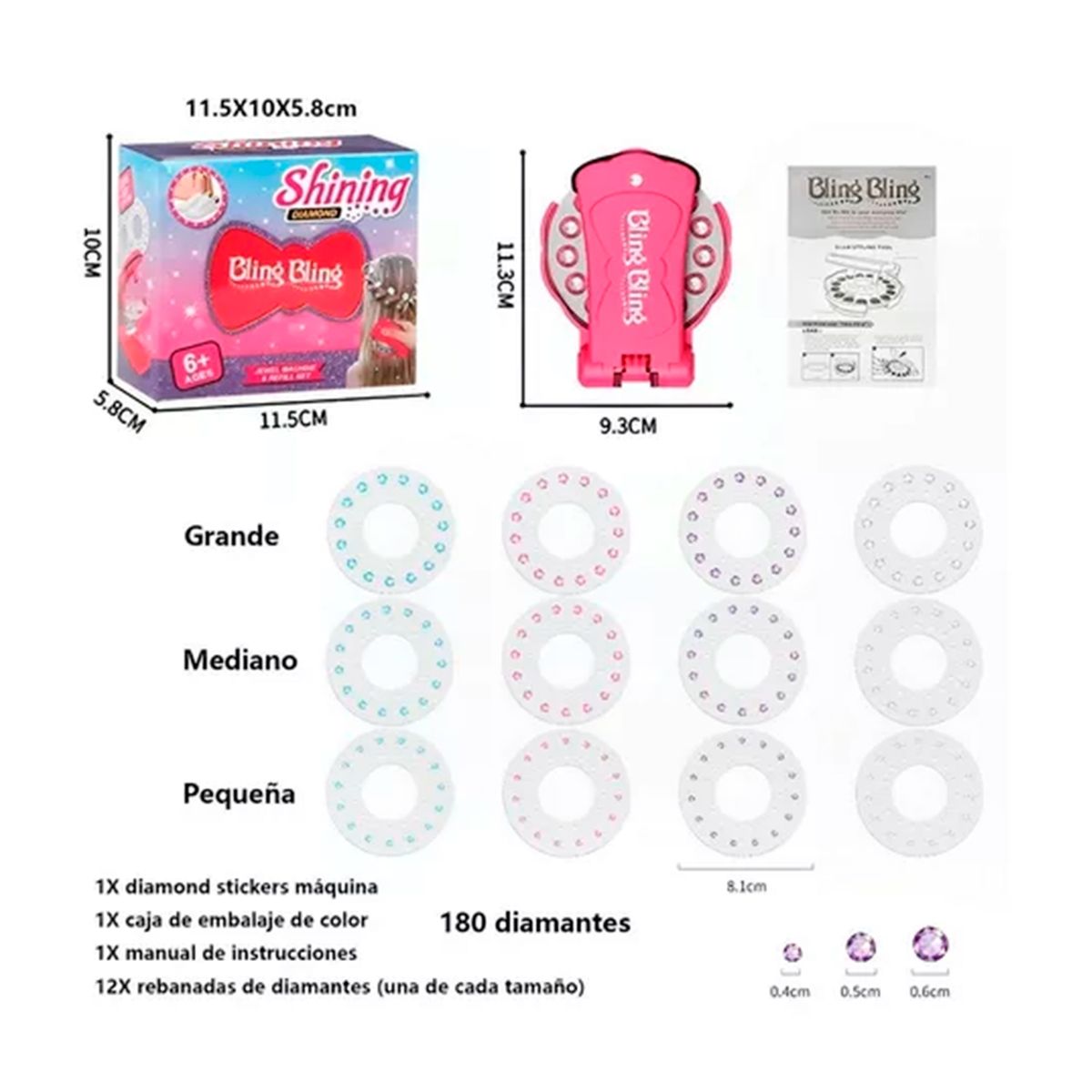 GENERICO - Máquina 180 Gemas Stickers Decorativos Para Niñas