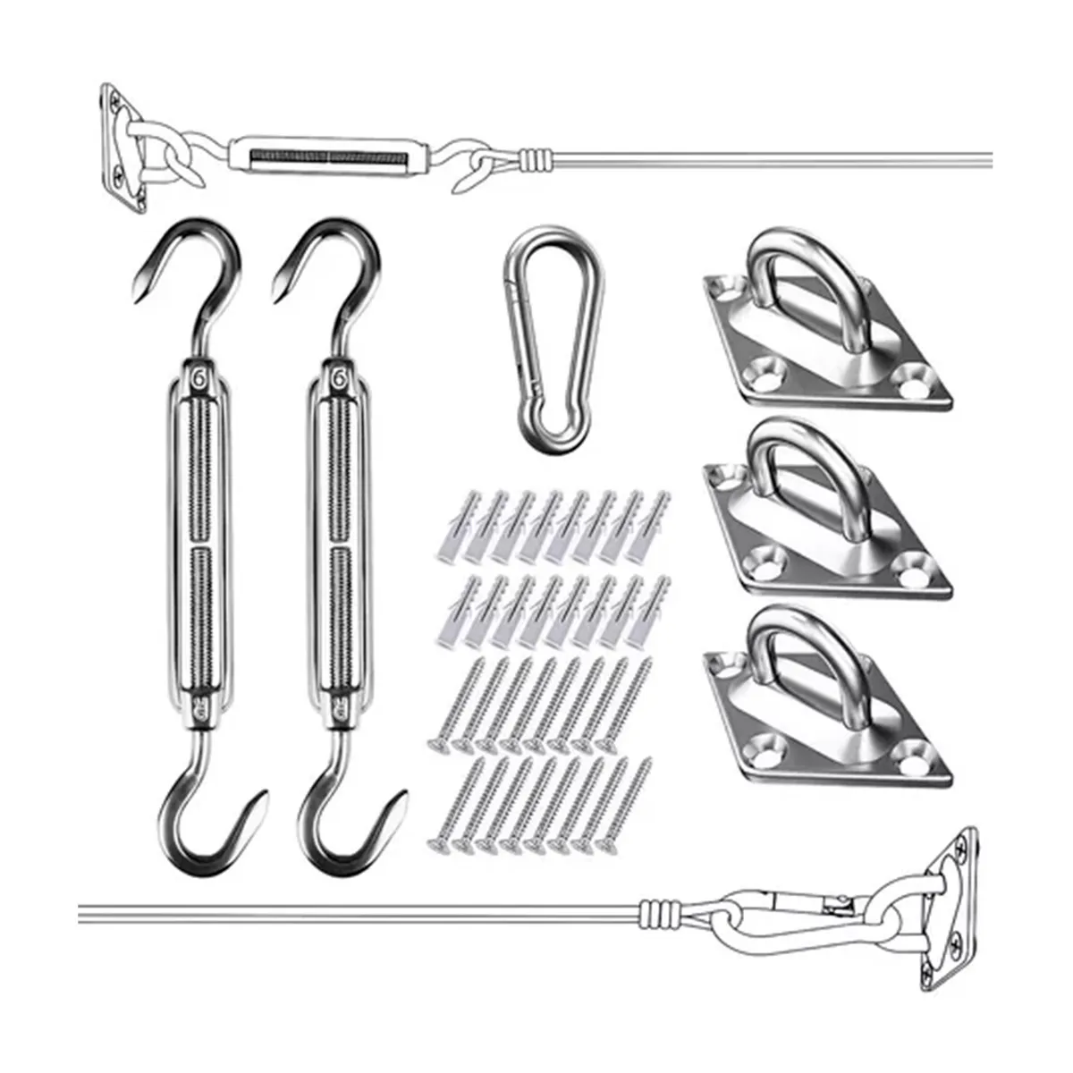 GENERICO - Kit De Anclaje Herraje Para Lona Vela Sombreadora