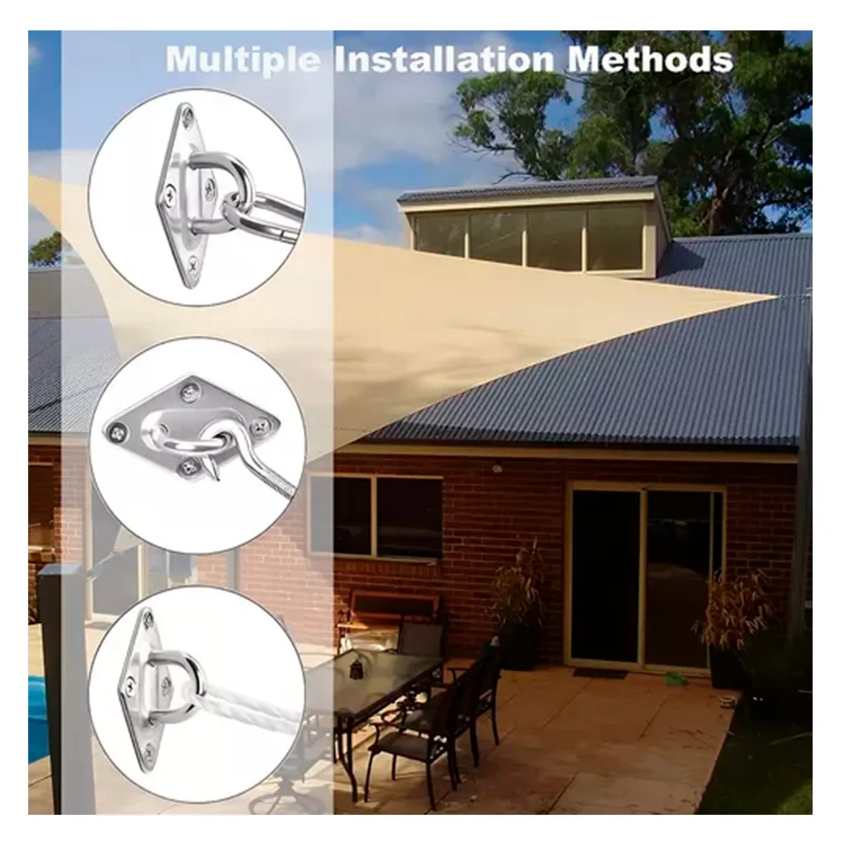 GENERICO - Kit De Anclaje Herraje Para Lona Vela Sombreadora