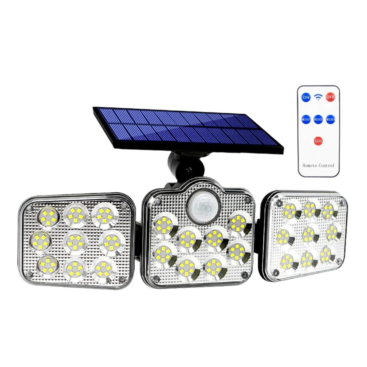 GENERICO - Foco Solar Triple Con Sensor De Movimiento Y Control
