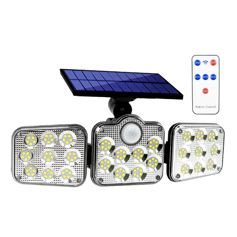 GENERICO - Foco Solar Triple Con Sensor De Movimiento Y Control