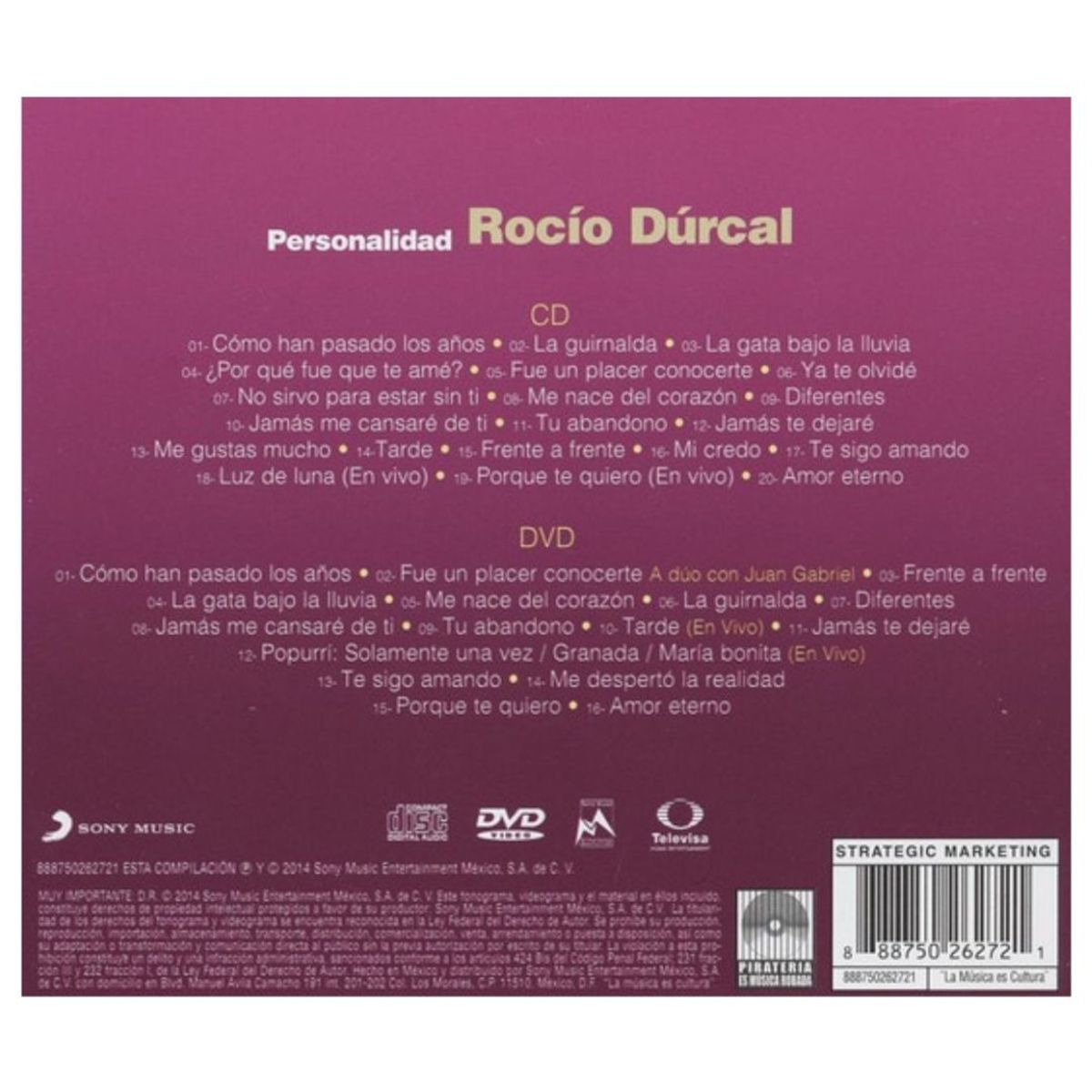 HITWAY MUSIC - ROCIO DURCAL - PERSONALIDAD (CD+DVD) - CD HITWAY MUSIC
