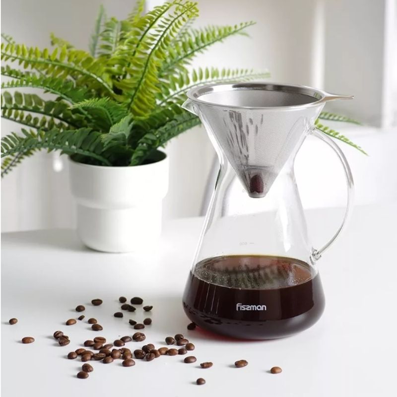 FISSMAN - Cafetera Manual Pour Over 900ml Filtro De Acero Fissman