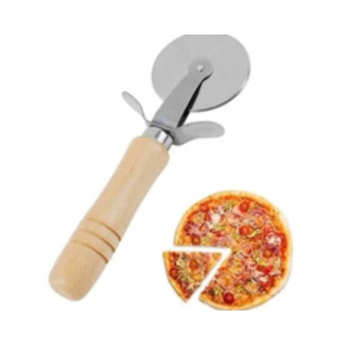 GENERICO - Cortador Para Pizza Con Mango De Madera Tamaño Estándar