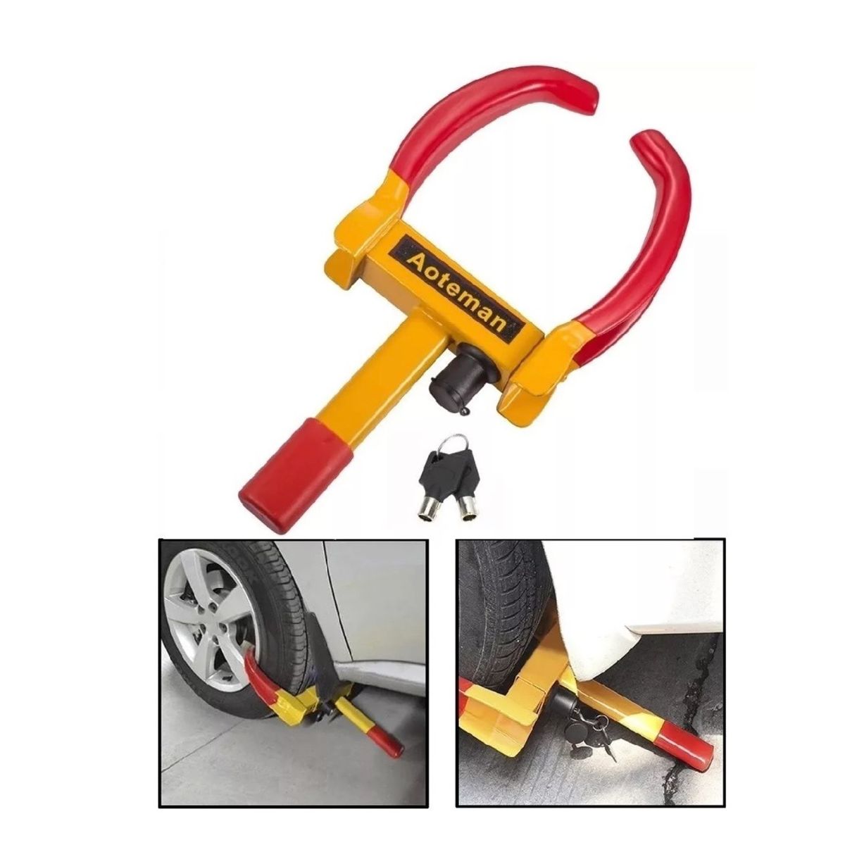 GENERICO - Traba Ruedas Pitbull Grande Antirrobo Auto Ajustable