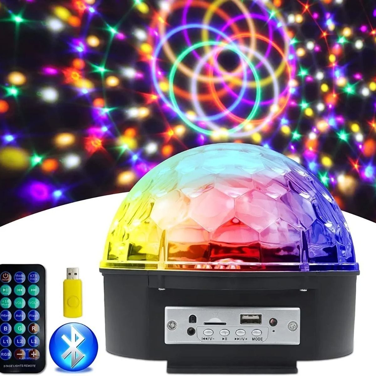 GENERICO - Bola Disco Rítmica Con Bluetooth Luces De Fiesta