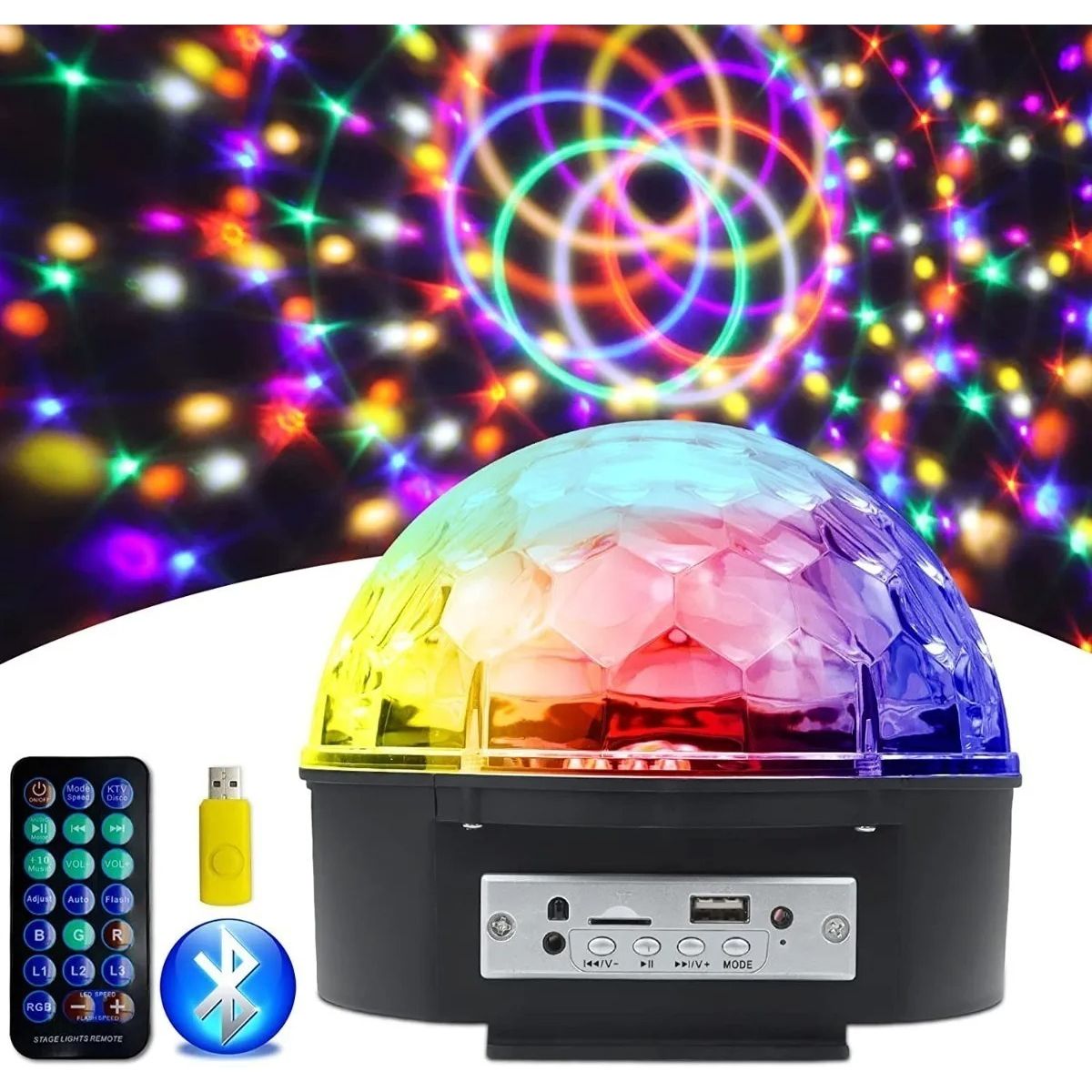 GENERICO - Bola Disco Rítmica Con Bluetooth Luces De Fiesta