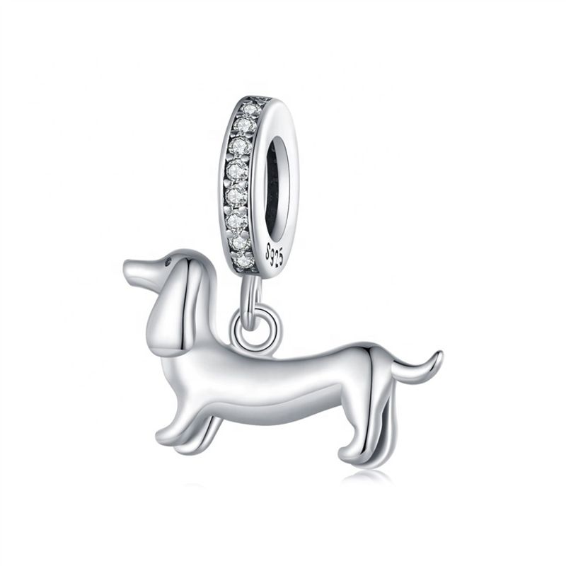 GENERICO - Charm Perro dachshund teckel salchicha para pulsera plata 925