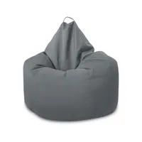 Puff Pera Adulto Lona Gris Con Relleno